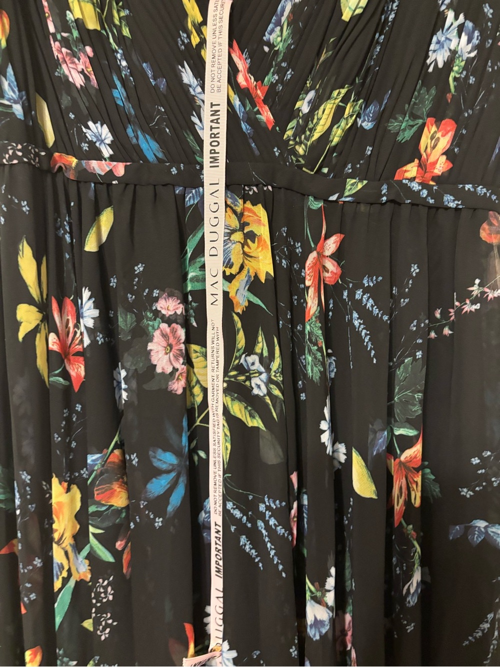 Mac Duggal Multicolor Pleated Floral Cap Sleeve A Line Gown 55839 $398 - Picture 6 of 6